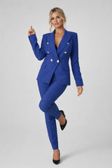 Damen Hosenanzug Elegant Business Zweiteiler – Dunkelblau