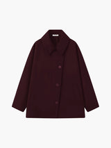 Damen Jacke mit Knopfleiste Reverskragen Aufgesetzten Taschen und Kontrastbündchen – Bordeaux
