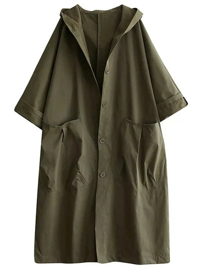Damen Kapuzen Trenchcoat mit großen Taschen