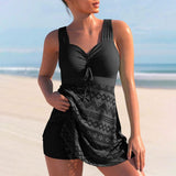 Mia | Damen Klassische Tankini Set Zweiteilig Schnelltrocknend – Schwarz