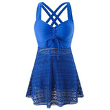 Mia | Damen Klassische Tankini Set Zweiteilig Schnelltrocknend – Blau
