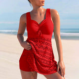 Mia | Damen Klassische Tankini Set Zweiteilig Schnelltrocknend – Rot