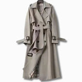 Frieda | Damen Klassischer Taillierter Trenchcoat für den Winter mit Gürtel – Grau