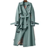 Frieda | Damen Klassischer Taillierter Trenchcoat für den Winter mit Gürtel – Grün