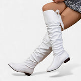 Damen Kniehohe Stiefel mit Absatz Elegant – Weiß