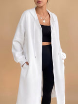 Frieda | Damen Lange Kapuzenjacke mit Reißverschluss Relaxed Fit – Weiß