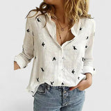 Frieda | Damen Leinen Bluse Knopfleiste Lapel Kragen Entspannt – Weiß 2