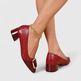 Sophie | Damen Loafer Bequem Klassisch Block Absatz – Bordeaux