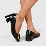 Sophie | Damen Loafer Bequem Klassisch Block Absatz – Schwarz