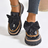 Damen Loafer Schleife Plateau – Schwarz