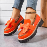 Damen Loafer Schleife Plateau – Orange