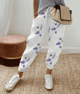 Sophie | Damen Lockere Bindeband-Sommerhose mit Abstraktem Druck – Blumenmuster