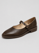 Damen Mary Jane Ballerinas mit niedrigem Absatz – Braun