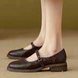 Damen Mary Jane Ballerinas mit niedrigem Absatz – Schwarz