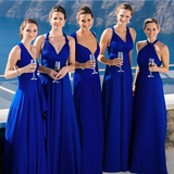 Damen Maxikleid mit überkreuztem Halsteil – Saphirblau