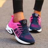 Lena | Damen Orthopädische Atmungsaktive Schnür-Sneaker – Rosa/Blau