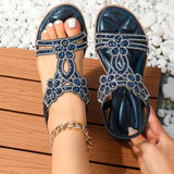 Katharina | Damen Orthopädische Boho Sandalen mit Strass – Blau