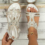 Katharina | Damen Orthopädische Boho Sandalen mit Strass – Silber