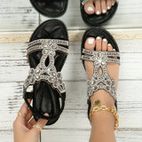 Katharina | Damen Orthopädische Boho Sandalen mit Strass – Schwarz