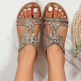 Leonie | Damen Orthopädische Boho Strass Sommersandalen – Braun