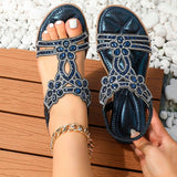 Leonie | Damen Orthopädische Boho Strass Sommersandalen – Blau