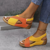 Emilia | Damen Orthopädische Keilabsatz Slingback Sandalen – Orange