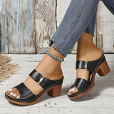 Marlene | Damen Orthopädische Sandalen mit Blockabsatz – Schwarz