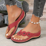 Johanna | Damen Orthopädische Slip-On Sandalen Blumenverzierung – Rot