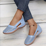 Elfriede | Damen Orthopädische Slip-On Schuhe Gelocht – Blau