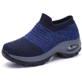 Greta | Damen Orthopädische Slip-On Sneaker Luftpolster – Blau (Graue Sohle)