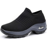 Greta | Damen Orthopädische Slip-On Sneaker Luftpolster – Schwarz (Graue Sohle)
