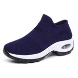 Greta | Damen Orthopädische Slip-On Sneaker Luftpolster – Blau (Weiße Sohle)