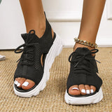 Lena | Damen Orthopädische Sneaker-Sandalen mit Schnürung – Schwarz