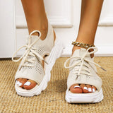 Lena | Damen Orthopädische Sneaker-Sandalen mit Schnürung – Beige