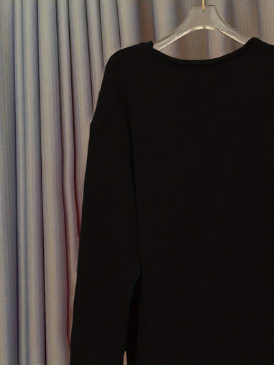 Damen Oversize Pullover mit V-Ausschnitt und Statement-Print