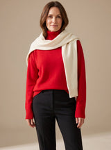 Clara | Damen Oversized Rollkragen Strickpullover Langarm – Rot