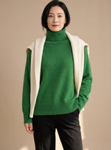 Clara | Damen Oversized Rollkragen Strickpullover Langarm – Grün