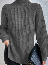 Clara | Damen Oversized Rollkragen Strickpullover mit lockerem Schnitt – Grau