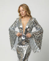 Lena | Damen Pailletten Partykleid Abendkleid glitzernd festlich – Silber