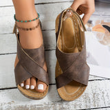 Frieda | Damen Plateau Sandalen Crossover Riemen Komfort – Braun