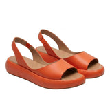 Damen Plateau Sandalen mit Slingback Riemen und offener Zehenpartie – Orange
