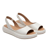 Damen Plateau Sandalen mit Slingback Riemen und offener Zehenpartie – Weiß