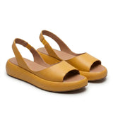 Damen Plateau Sandalen mit Slingback Riemen und offener Zehenpartie – Gelb