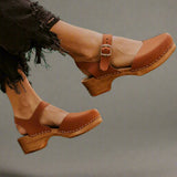 Leonie | Damen Platform Sandalen Geschlossen Blockabsatz Komfort – Braun