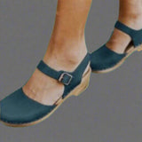 Leonie | Damen Platform Sandalen Geschlossen Blockabsatz Komfort – Blau