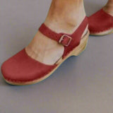 Leonie | Damen Platform Sandalen Geschlossen Blockabsatz Komfort – Rot