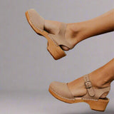 Leonie | Damen Platform Sandalen Geschlossen Blockabsatz Komfort – Beige