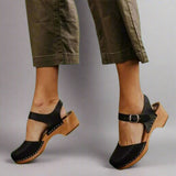 Leonie | Damen Platform Sandalen Geschlossen Blockabsatz Komfort – Schwarz