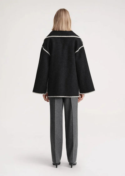 Damen schaljacke mit Fransen und Kontrastnähten