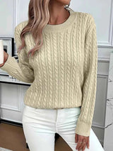 Damen Pullover Herbst Strick – Khaki